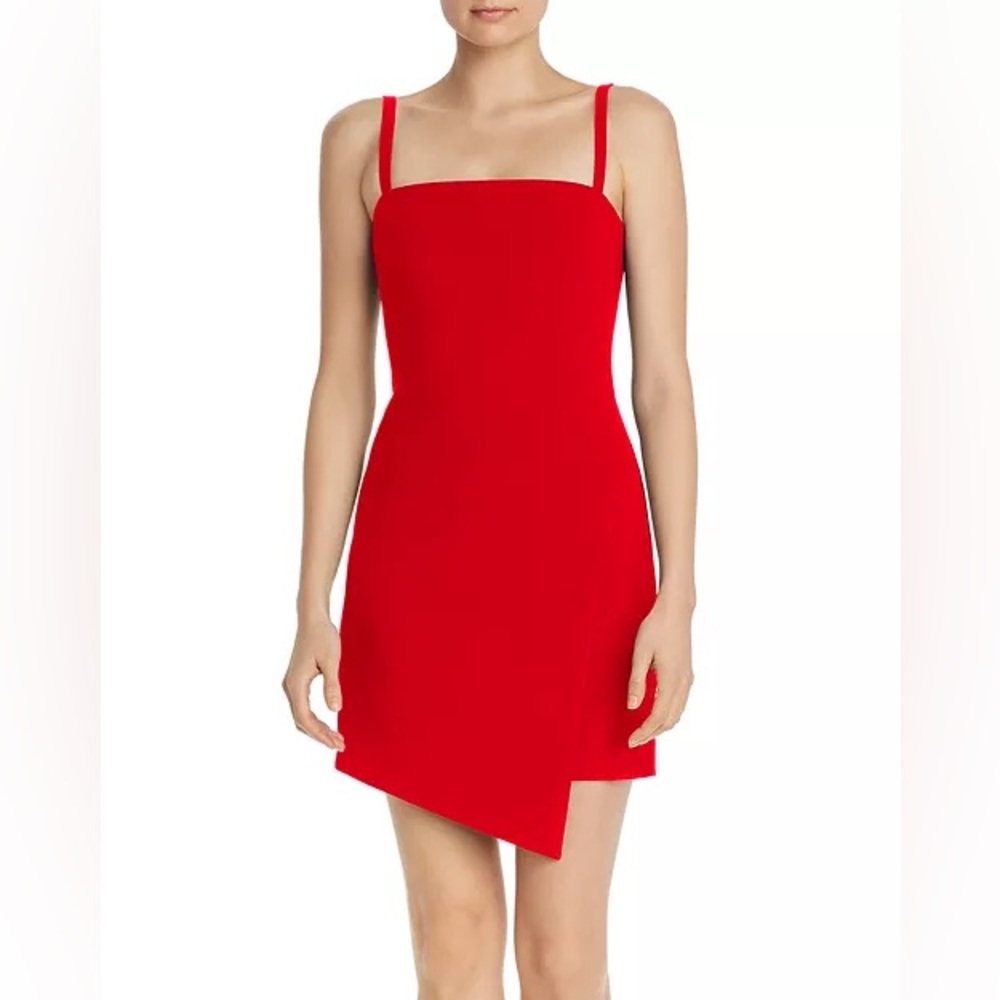 LIKELY Haven Red Asymmetrical Sheath Mini Dress – Size 2